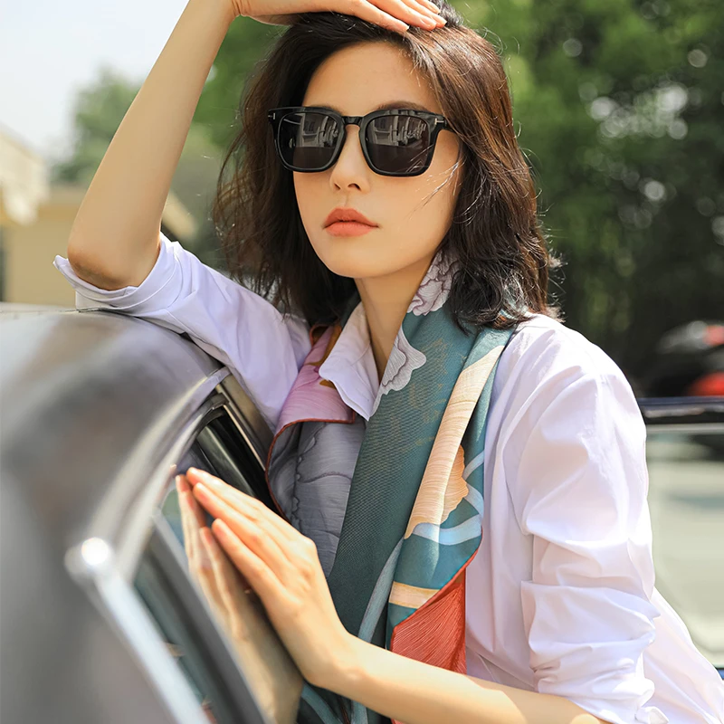 Женский квадратный шелковый шарф с цифровой печатью, 100% чистая саржа, 90 см