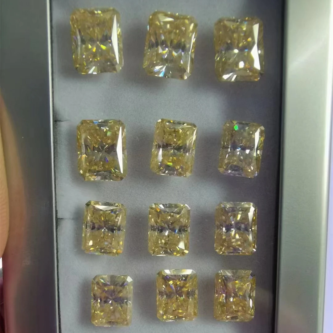 Pear cut fancy vivid yellow moissanite loose gemstones pear shape ice crushed cut original dark yellow moissanite diamonds