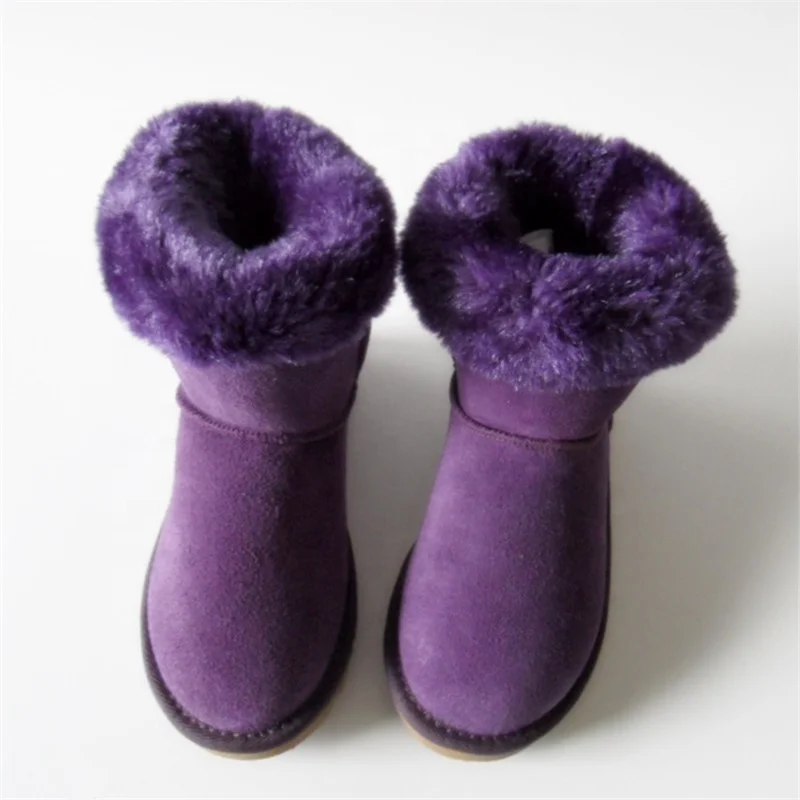 
HQB-WC006 OEM customized premium quality winter thermal fashion style genuine cow suede snow boots for women. 