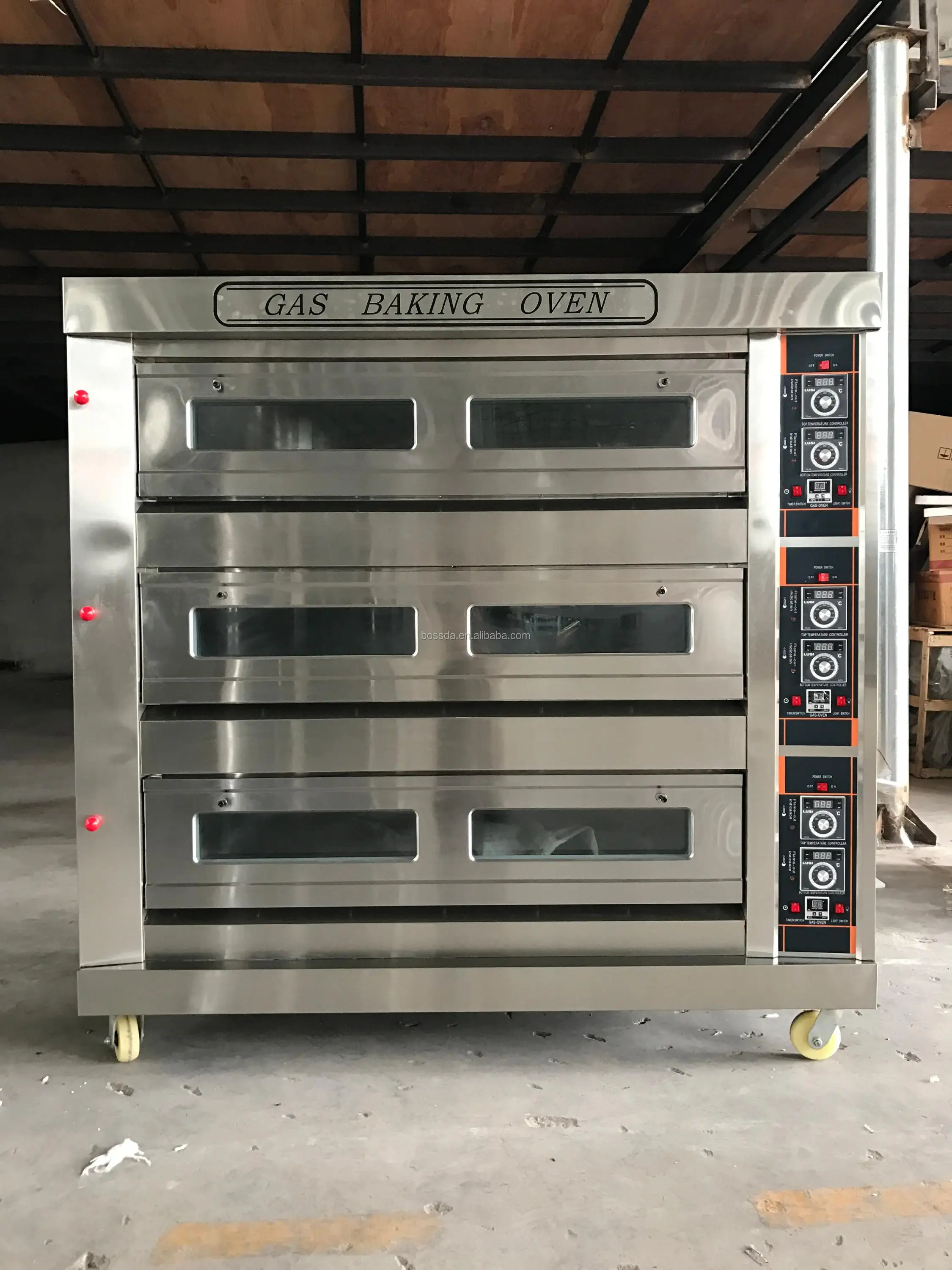 Bossda electric 3 deck 9 tray oven gas bakery deck oven for bread baking machine
