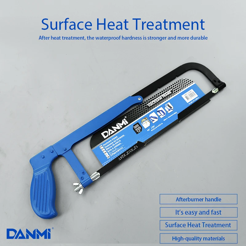 DANMI High Carbon Steel 12 inch Metal Frame Hacksaw Adjustable Hacksaw Frame Manual Saw for Wood Metal Plastic