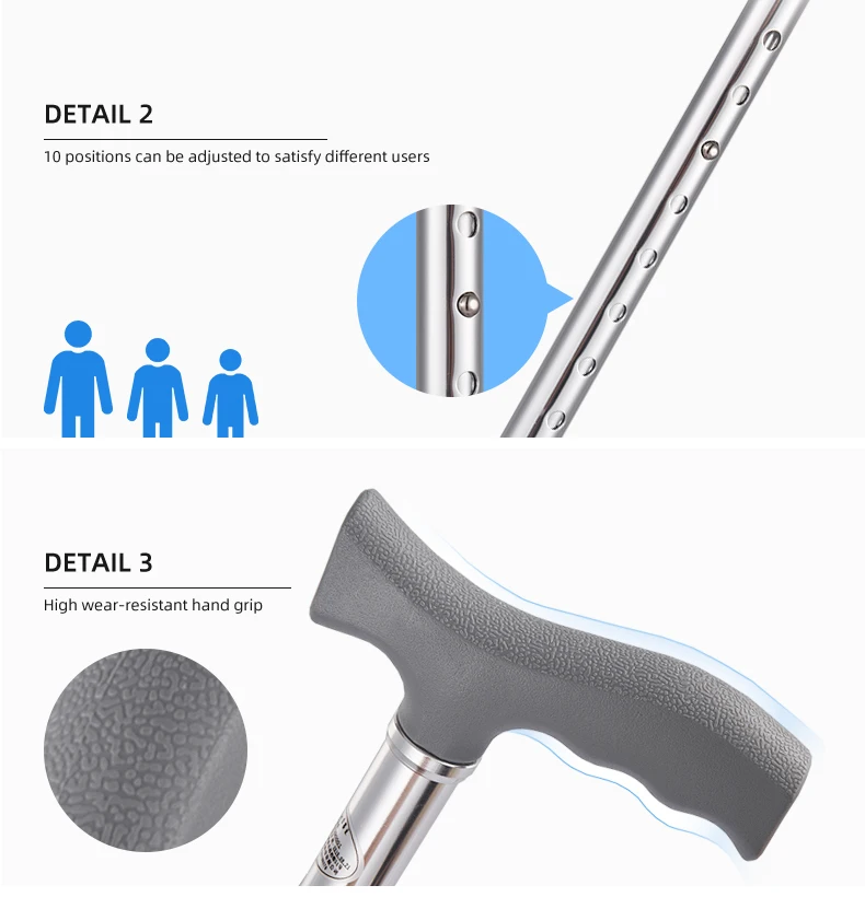 Hot Sale Lightweight Aluminum Steel Adjustable Height Walking Stick for Seniors and Disabled Cane for Comfortable Mobility