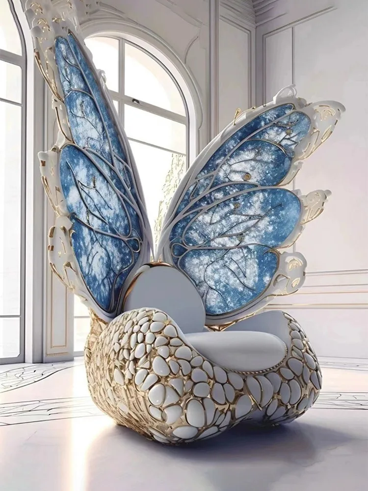 Italian light luxury designer pure copper butterfly chair villa living room creative art Queen throne single leisure chair
