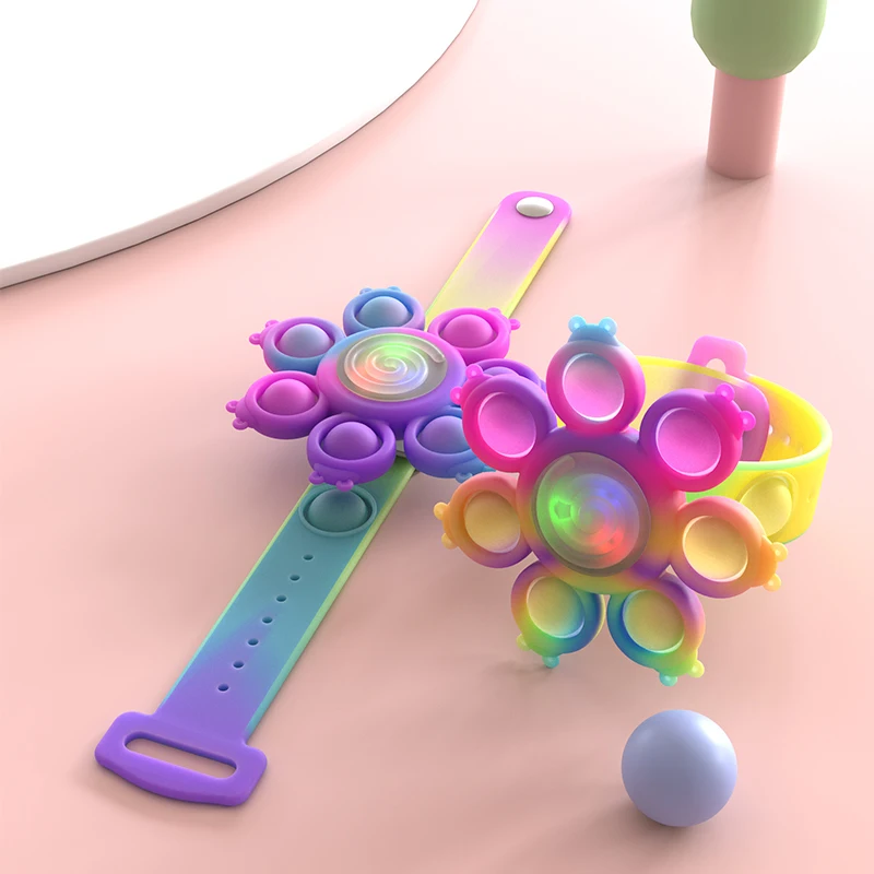 Новинка, пузырьковая игрушка-антистресс, игрушка-Спиннер с силиконовым нажимом для детей, игрушка-антистресс для аутизма, светодиодная игрушка