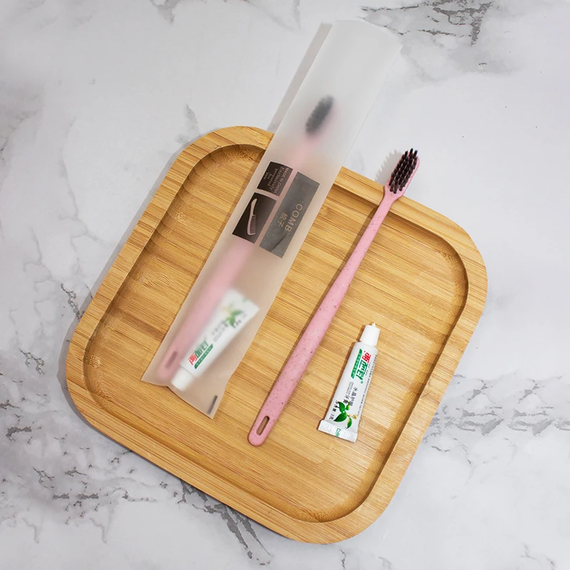 Eco friendly hotel tooth brush wheat straw handle material disposable toothbrush