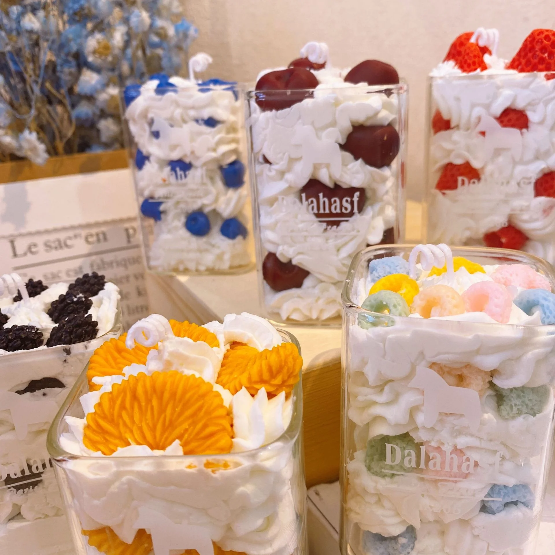 Wedding Birthday Gift Set handmade Dessert Soy Wax Ice Cream Fruit Chocolate Cake Luxury Scented Candles
