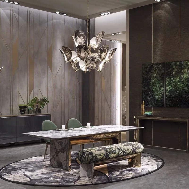 Italian minimalist slate dining table simple modern small apartment dining table Nordic  marble dinner table