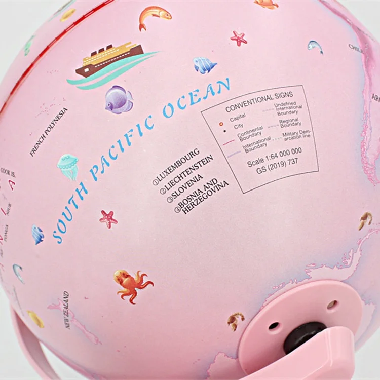 
Pink printing Rotating PVC World Globe For table ornaments 