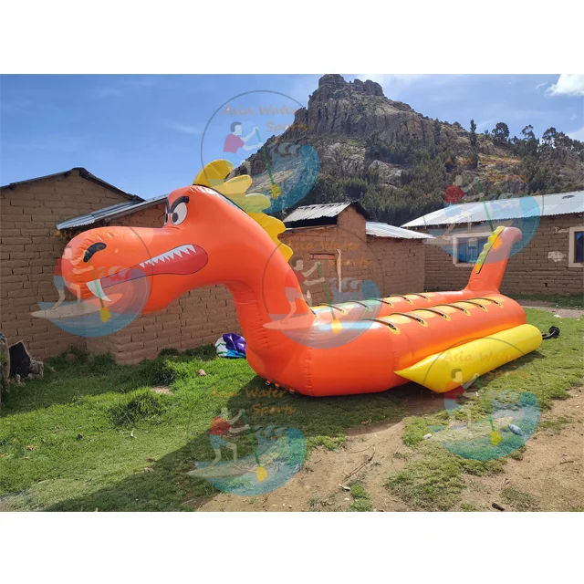 New design lazy back dragon boat two lane inflatable dragon boat with backrest 6 to 10 persons water towable dragon boat