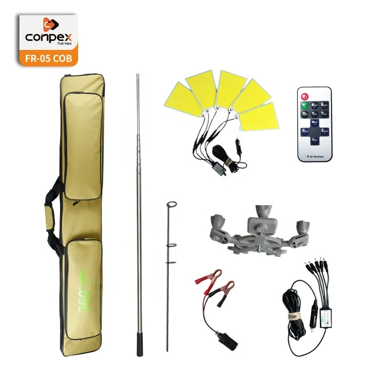 Manufacturer Wholesale Outdoor Garden Lighting DC 12V Portable COB Camping Lantern Remote Control Telescopic Rod LED Camp Light