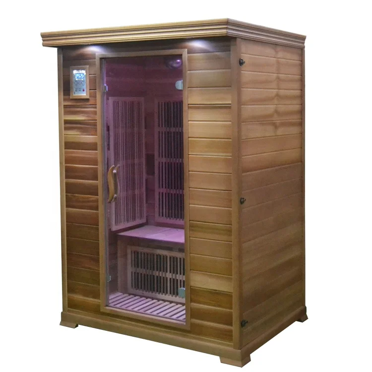 Far Infrared Sauna Rooms Red Ceder Solid Wood Sauna with Carbon Heater For 2 Person