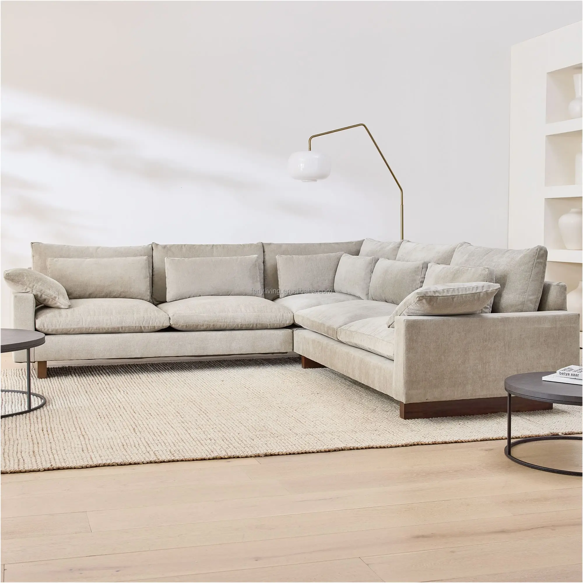 Ferly 2023 New Arrival Sectional Corner Sofa modern solid wood furniture with cushions sofa set Modern Fabric Sofa couch