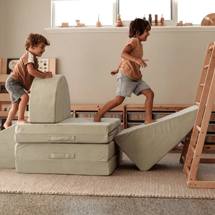 Pink colour Velvet Sofa Couches Children Sectional  Play foam couch 10pcs  Kids Play Game Sofa Creativity Kids Play Couch