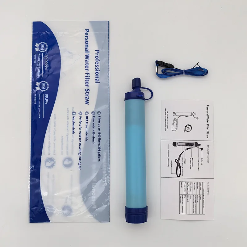 Wholesale Mini Water Filter Straw Hot Sale Water Purifier Portable Outdoor Life Drinking Water Wilderness Survival Kit Straws