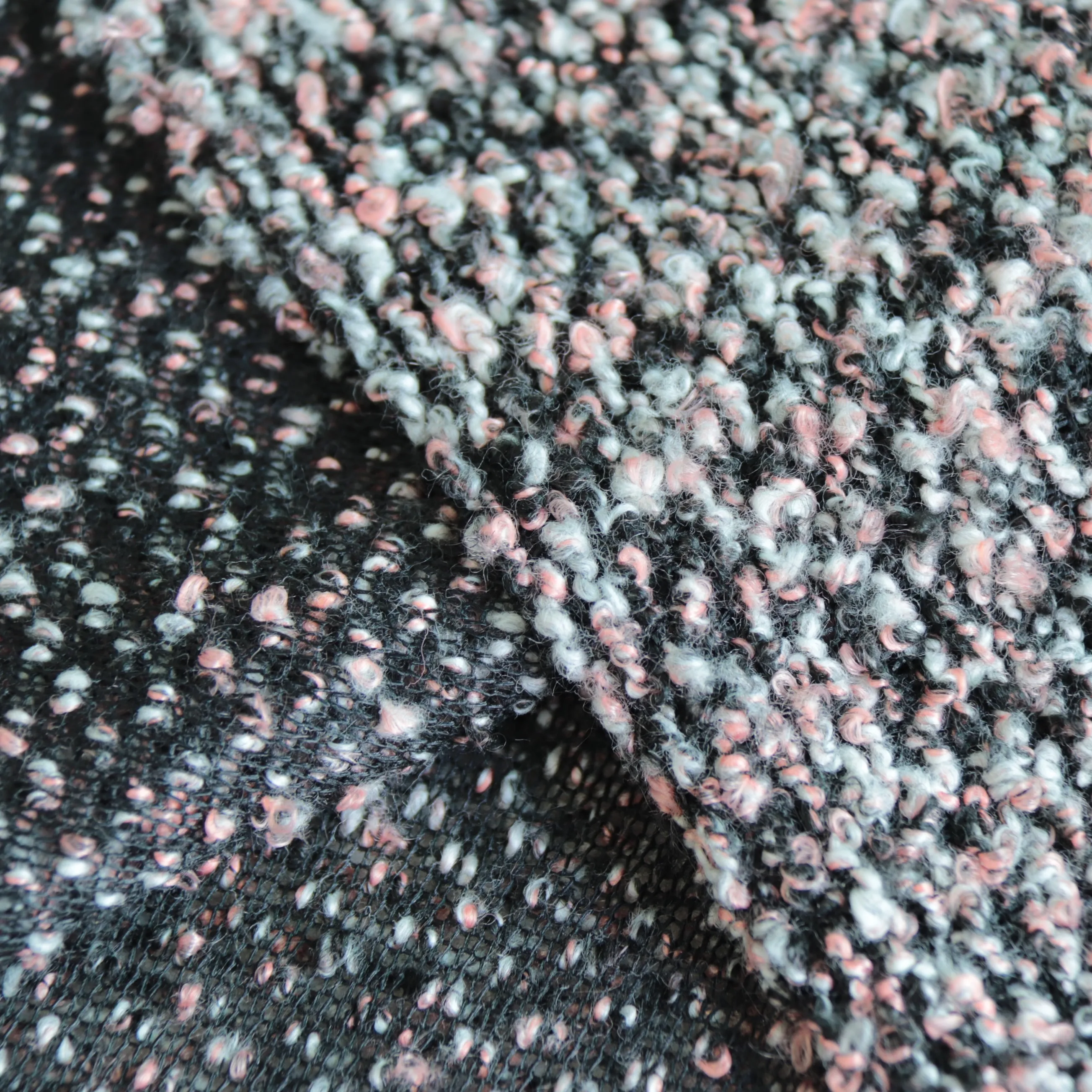 Latest Design Yarn dye black white terry tweed knit needle fabric Living Room Furniture Car Soft Bag