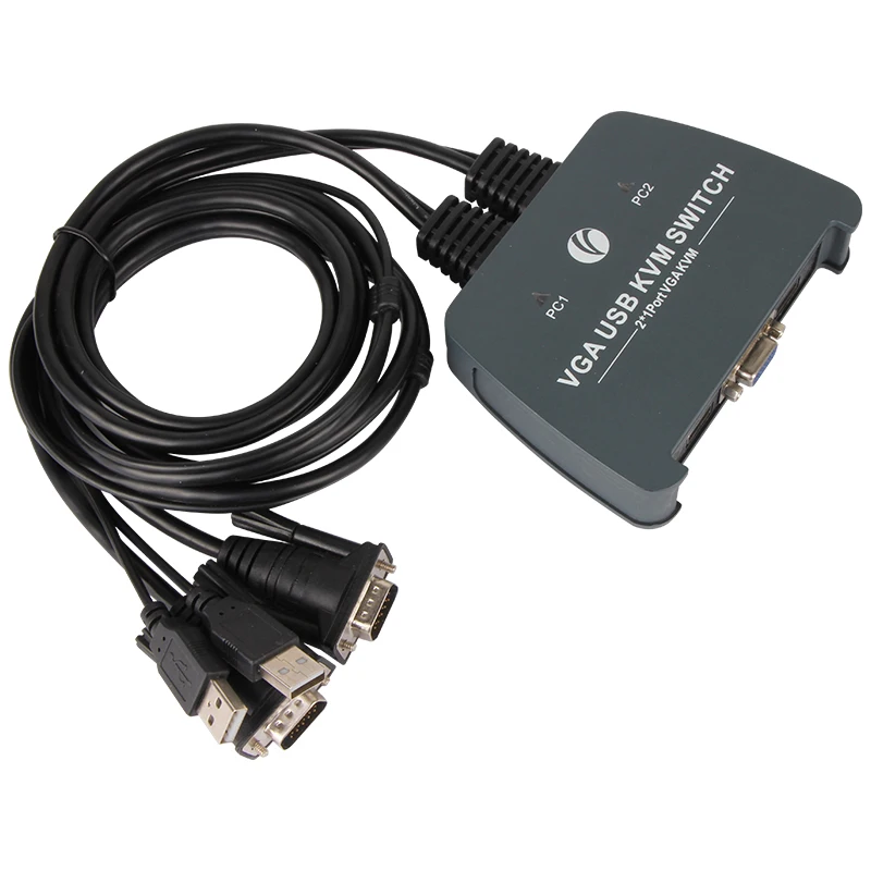 VCOM 2 порта USB Встроенный кабель VGA KVM переключатель внешняя кнопка 1080P для компьютера