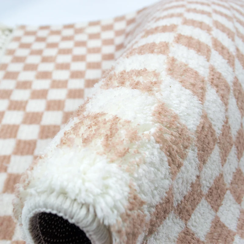 Buffalo Plaid Rug Beige and Cream Checkered Area Rugs Farmhouse Hand-Woven Runner Buffalo Rugs for Bedroom Living Room