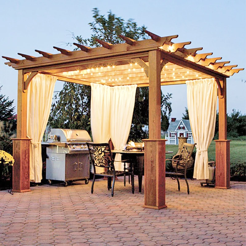 Waterproof pergola canopy large outdoor garden wood pavilion country wpc gazebo patio wpc pergola for all-season