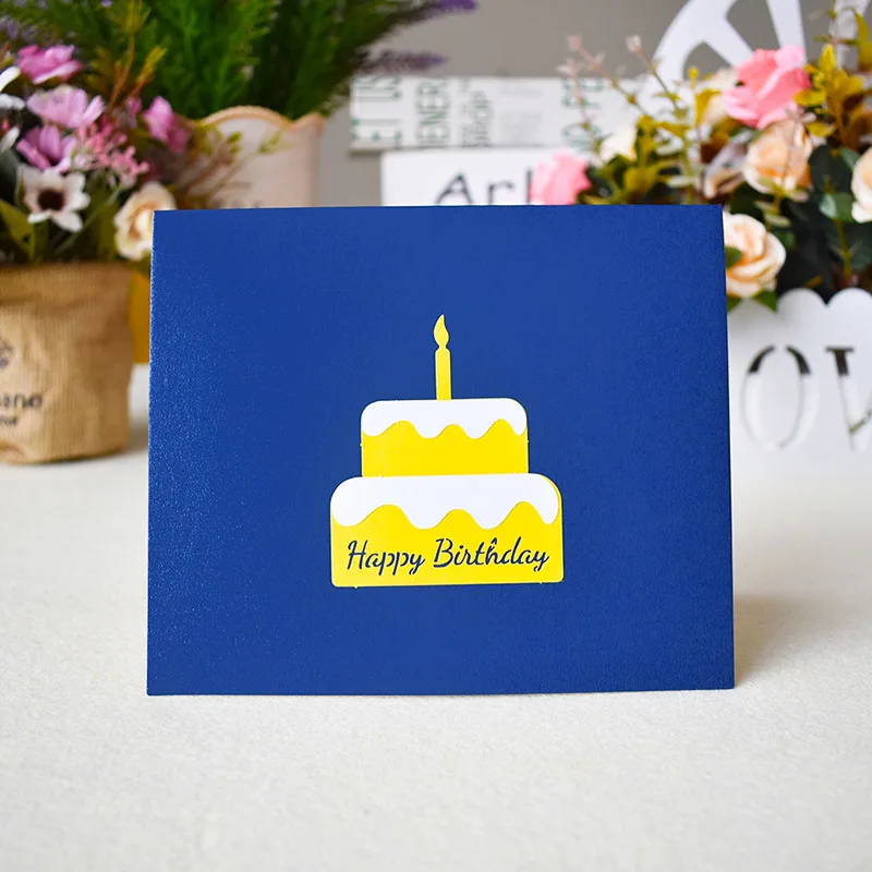 Aegean Gift Custom Luxury Carte Anniversaire Birthday Greeting Card Invitation Pop Up 3d Happy Birthday Card