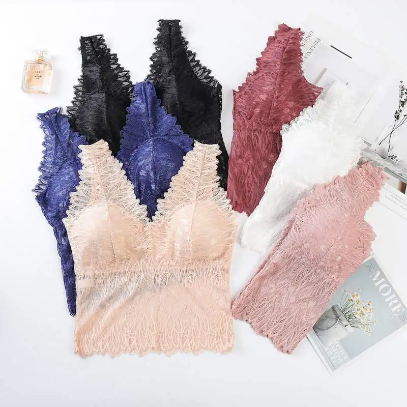Женский кружевной бюстгальтер без косточек большого размера, красивый кружевной топ-труба на спине, женское нижнее белье со съемными вставками