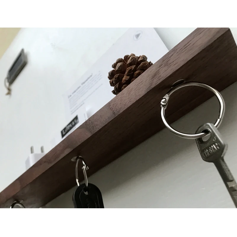 Wood Wall Mounted Magnetic Key Holders With Decorative Floating Shelve