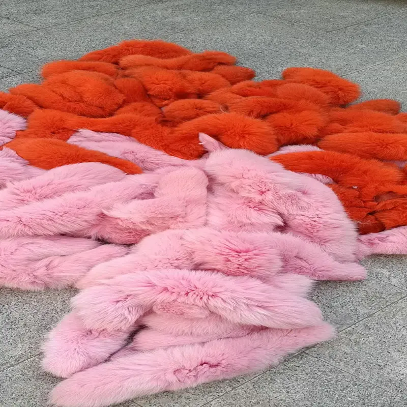 factory white fox tail key chain wholesale  plush  bag accessories orange fox tail