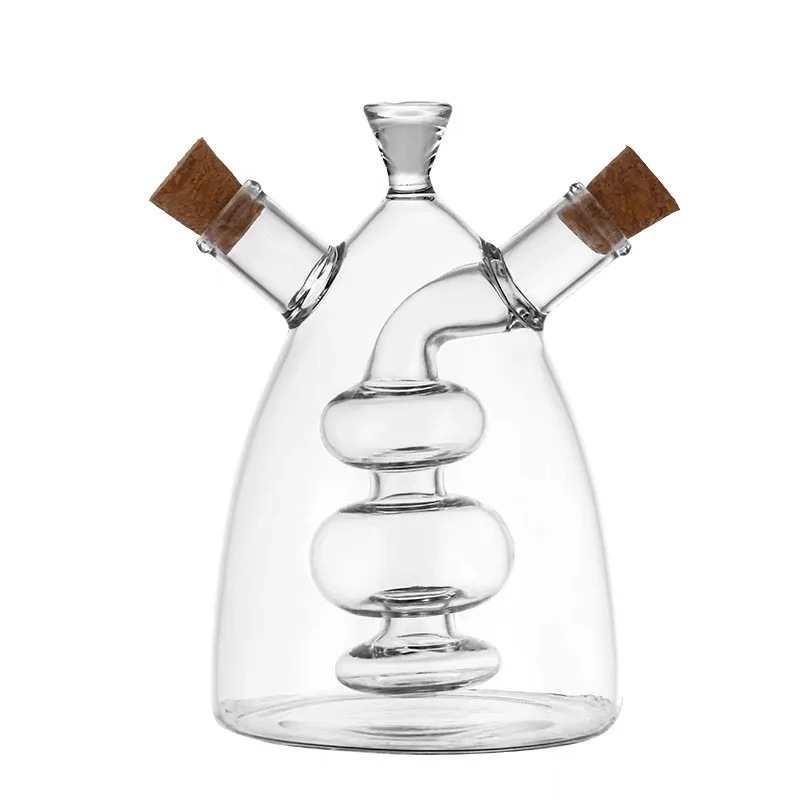 food grade handmade high borosilicate glass  2 In 1 olive oil vinegar cruet