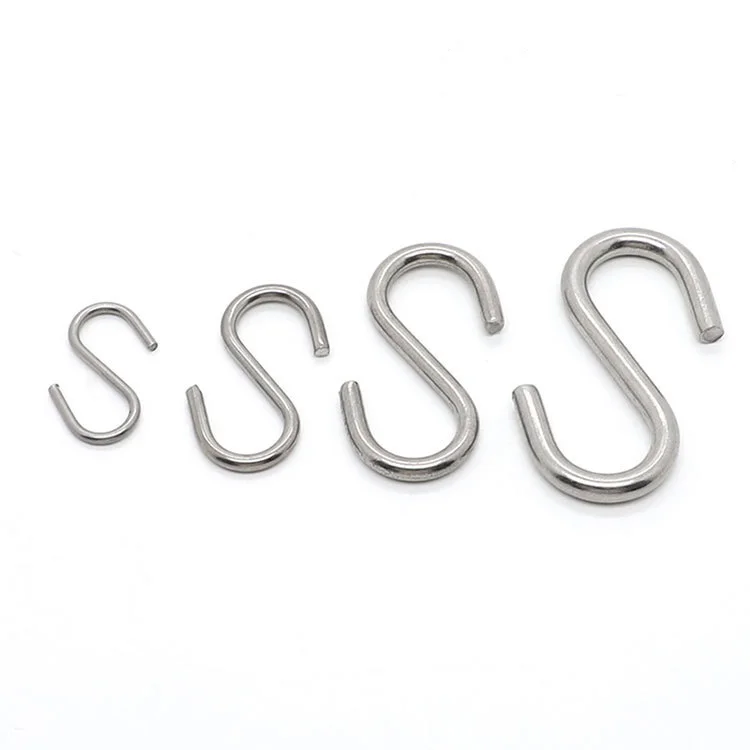 Customized S hook 304 Stainless steel hardware high polished asymmetric S hook