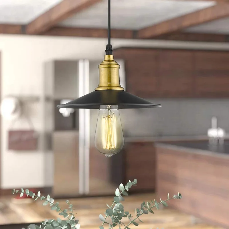 Vintage ceiling light brass & bronze finish E27 socket pendant