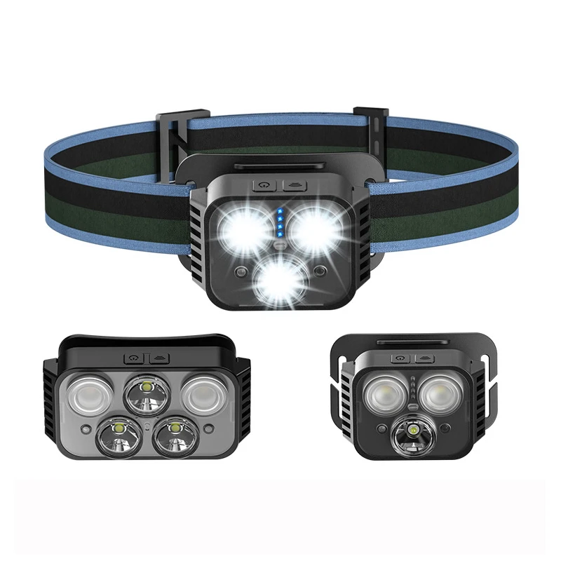 7 Modes USB Rechargeable Torch Head Light Headlight Waterproof Motion Sensor 3Led 5Led Headlamp For Camping Fishing