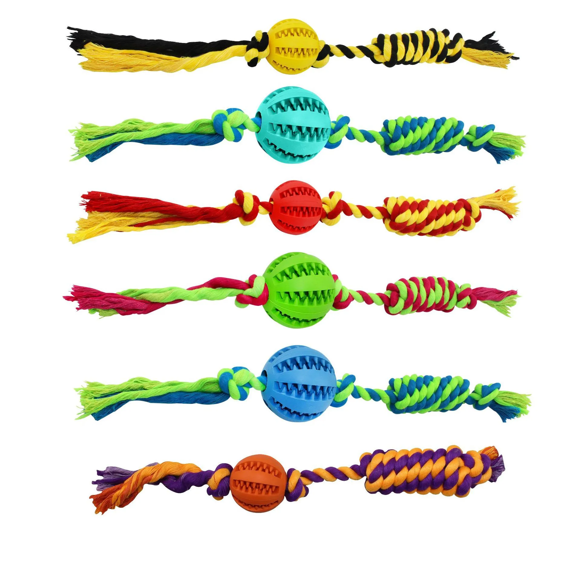 Pet Chewing Toys Cotton Rope Tooth Cleaning Silicone Rugby Ball Toy