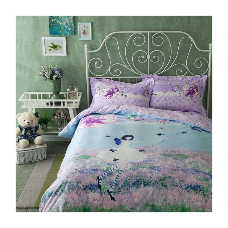 China supplier 100% polyester print sabanas bedding set cartoon quilted kids bed