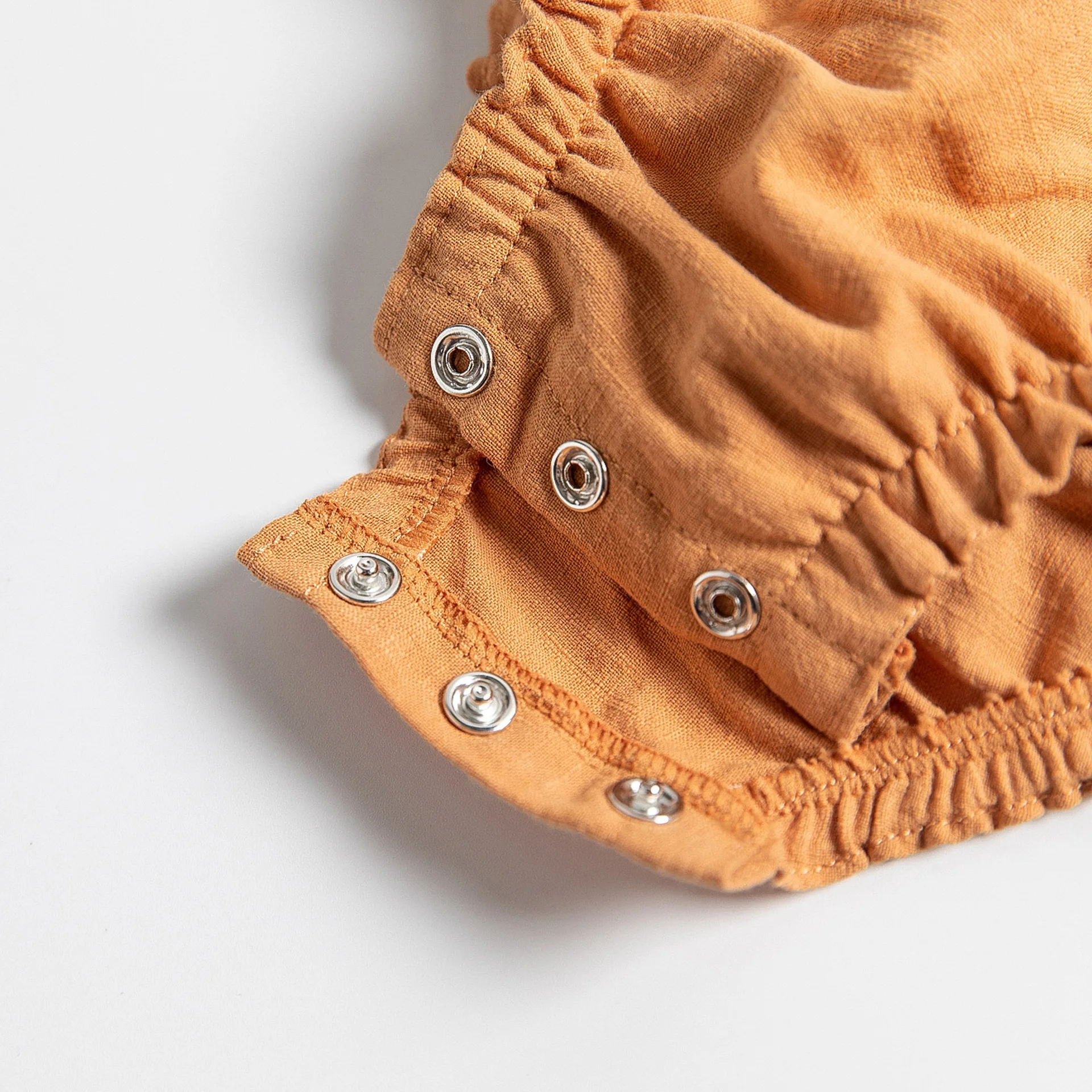 Summer infant girls solid linen romper sleeveless Suspender ruffle braces romper cross back baby girl onesie clothes RTS