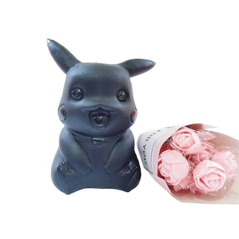 
Hot Sale Wholesale Natural Obsidian Cute Cartoon Carved Polished Ornaments For Gifts LSY 