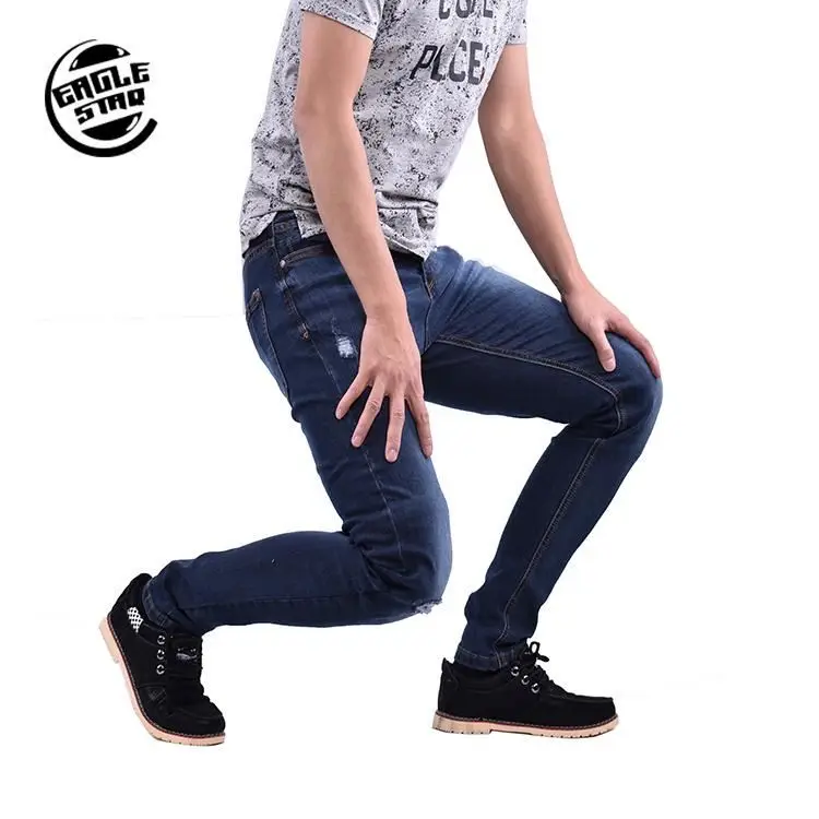New arrival high quality  looking mens fragile blue monkey Washed straight jeans skinny men made in china