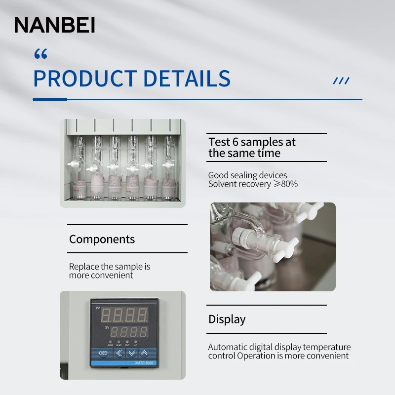 Lab equipment crude fat analysis extractor apparatus analyzer soxhlet extraction machine