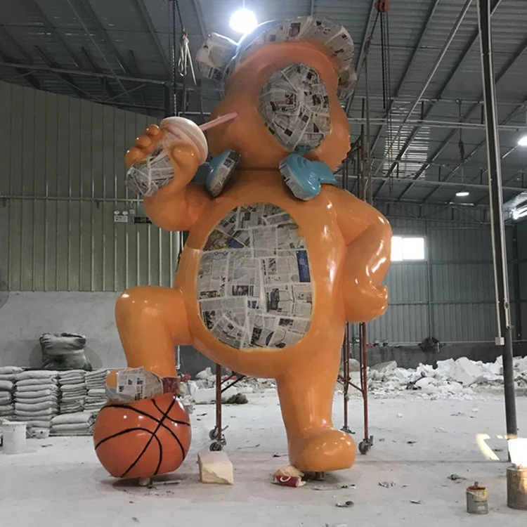 Glass fiber reinforced plastic large cartoon Animal model bear action figure Statue of custom Welcome decoration for sale  Resin