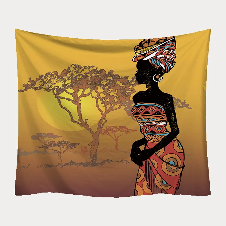 Custom Nordic Style Hanging Cloth Decorative Wall Tapestry Beach Towel African Woman Printed Tapestry