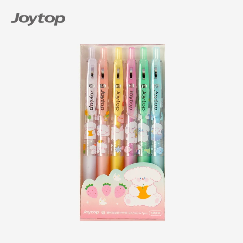 Joytop 3116 оптовая продажа хлопчатобумажная собака плавное письмо пластиковый зажим выдвижной 0,5 мм Сменные чернила гелевые ручки 6 шт. ПВХ упаковка
