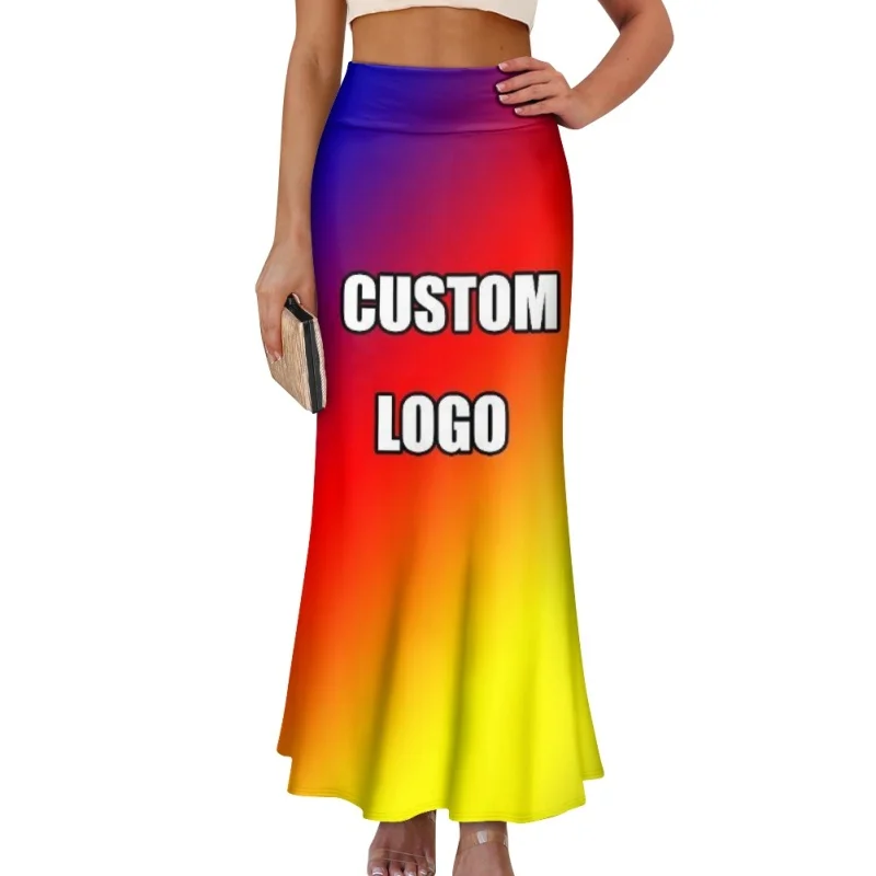Low MOQ Print Dropship Elegant Wrap Skirts Belize Special Pattern High Waist Long Skirt for Women