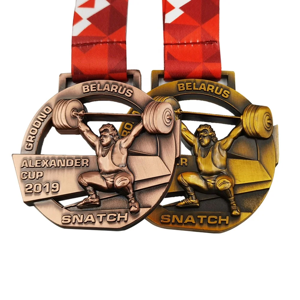 Oneway Manufacture Cheap Wholesale Custom Metal Powerlifting Gold Award Sport Medal Custom Weightlifting Medal