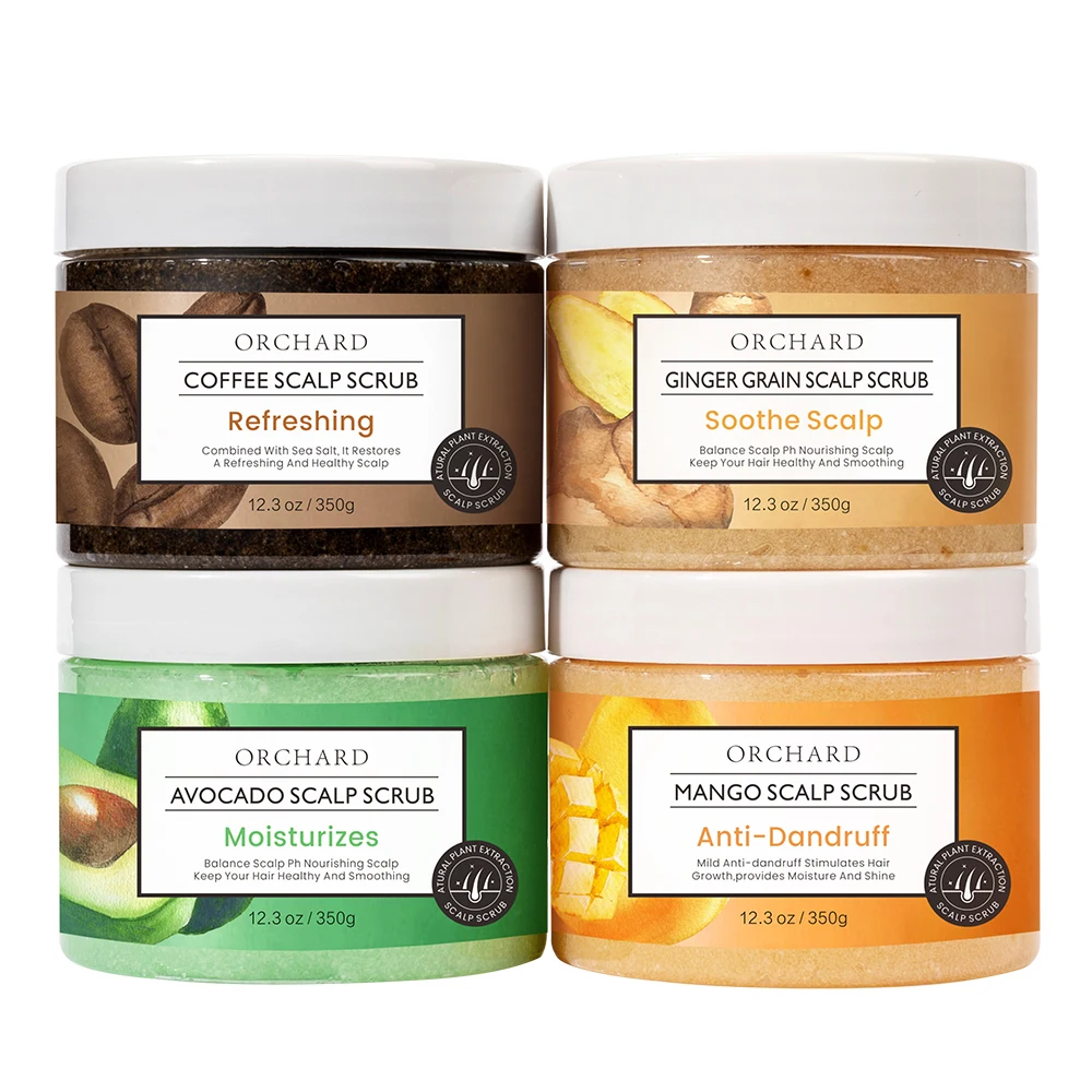 Custom Logo Private Label Dandruff Scalp Exfoliator Scrub Set,Clarifying Sea Salt Shampoo Hair Scalp Scrub
