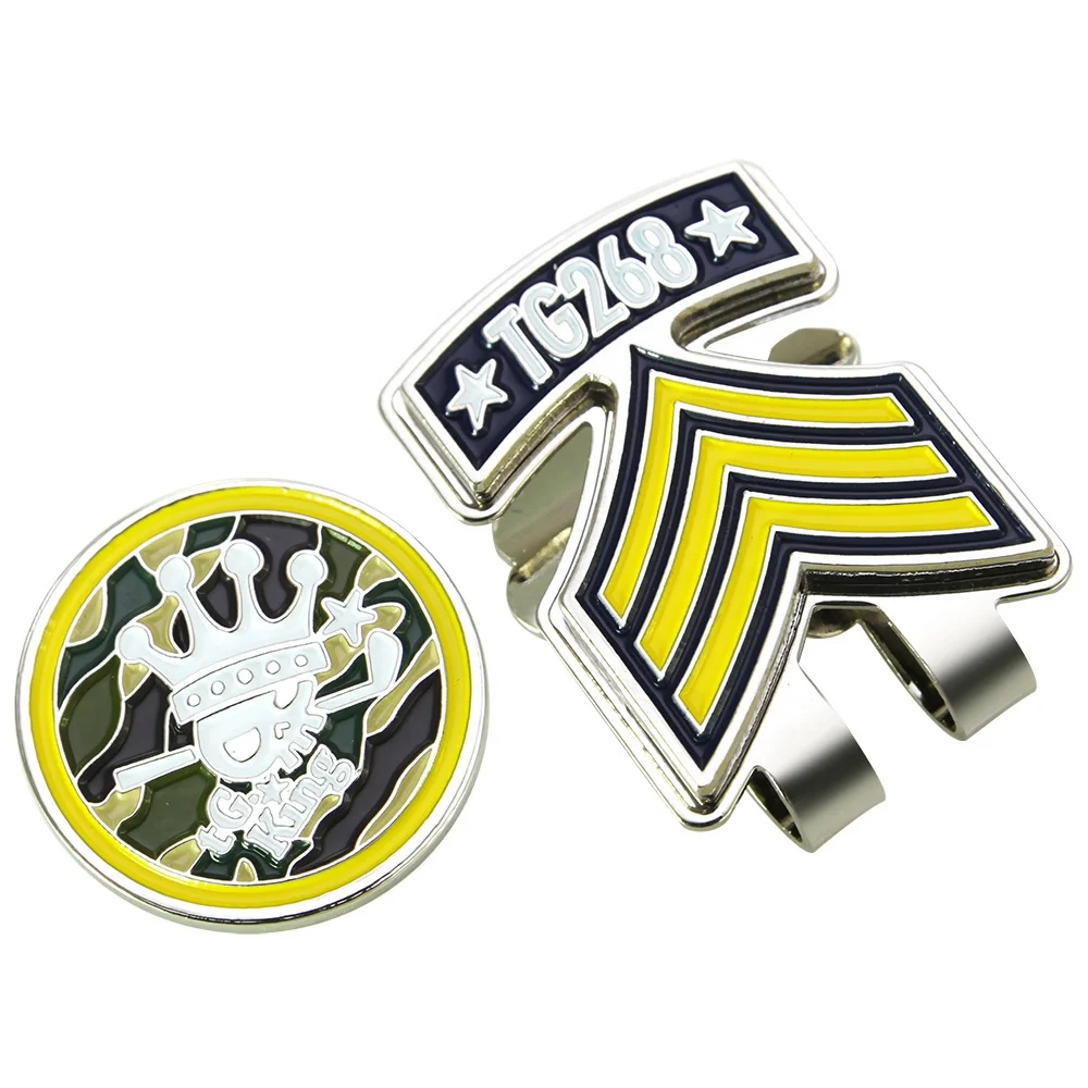 Custom cheap ball marker metal magnetic hat clips/ golf hat clips, golf gift set