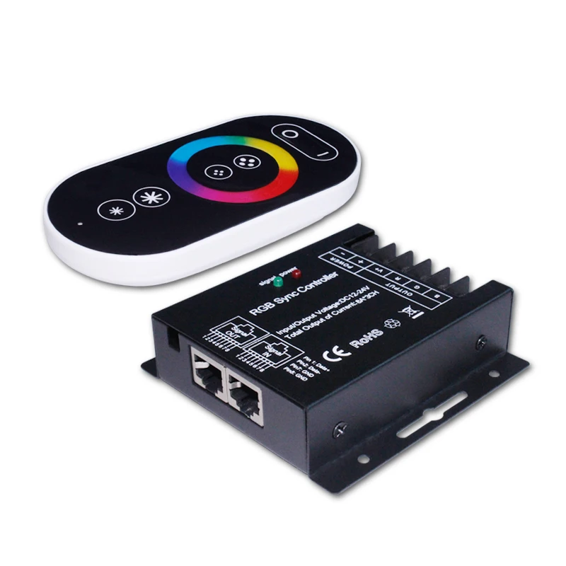 2.4G network port synchronization LED RGB full color controller DC12-24V wireless RF touch remote control for RGB LED strips