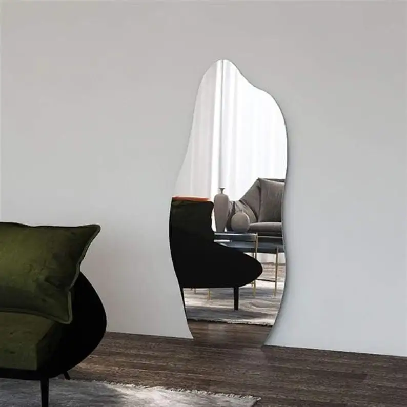 Asymmetrical Wall Mirror Design Handmade Decorative Aesthetic Wall Hanging Irregular full floor length Mirror for home decor
