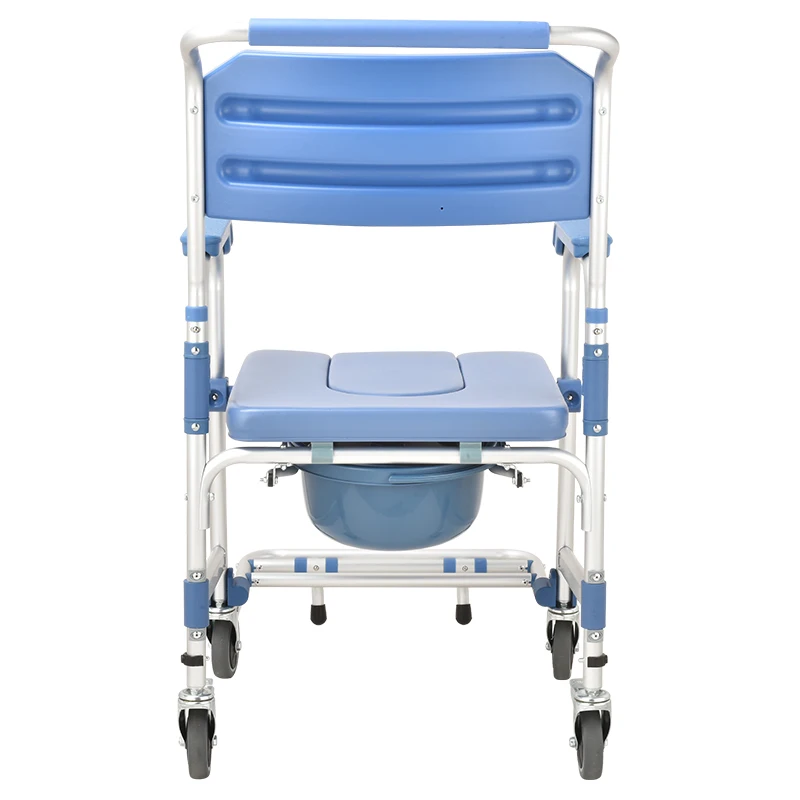 New Style Aluminium Elderly Bathing Chair Shower Toilet Commode Chair With Wheels