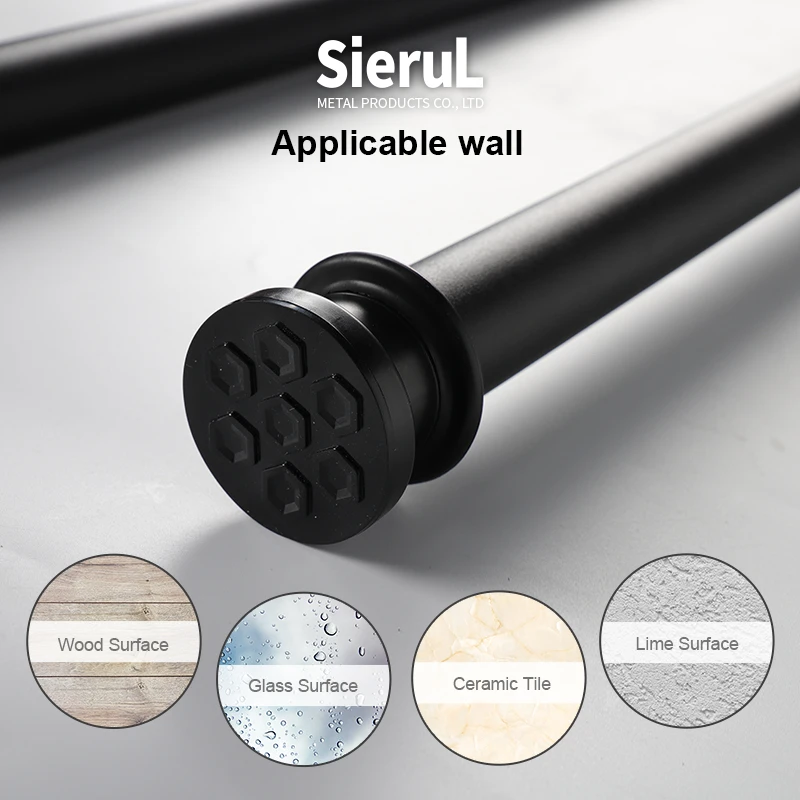 Amazon Hot Telescopic No Drill Anti-rust Resistance Stainless Steel Curtain Rods Multi-purpose Adjustable Shower Curtain Rods