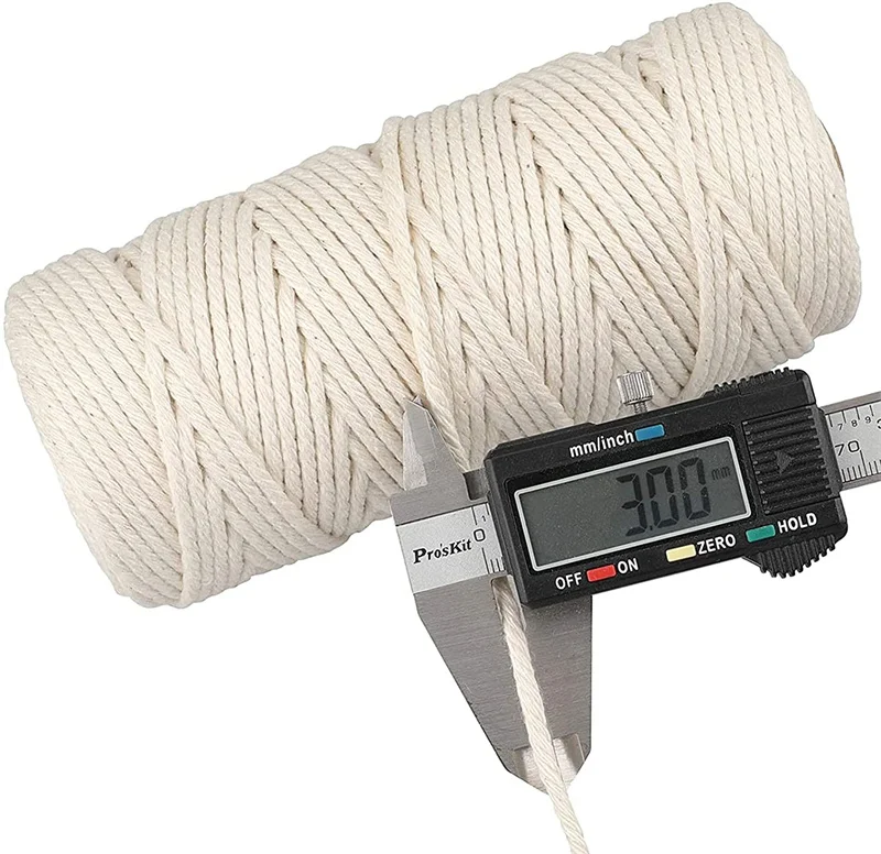 Macrame Cord 2mm 3mm 4mm 109 Yards  Natural  Cotton Cord 4 Ply Twisted makramee Yarn for macrame kit