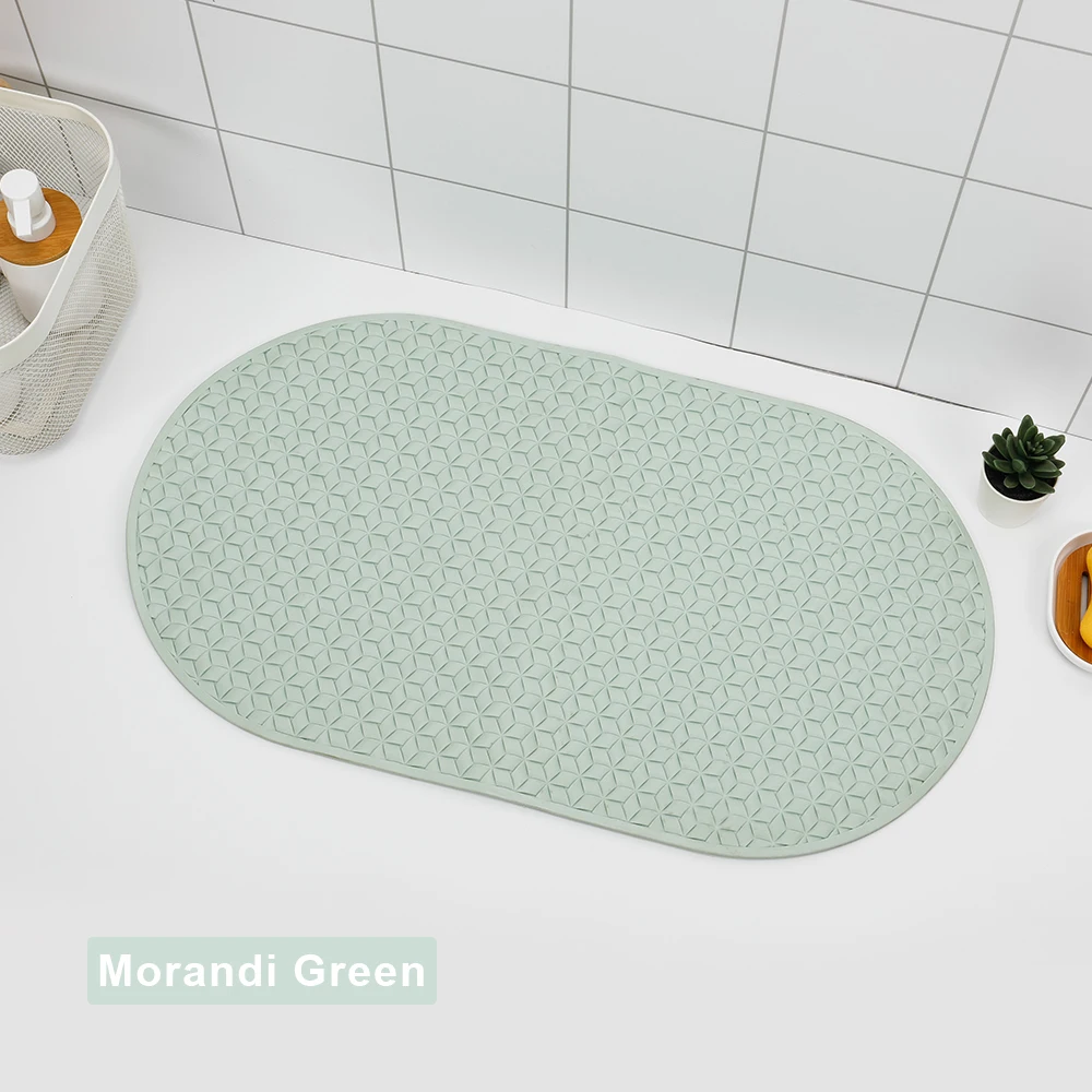 Овальный однотонный водонепроницаемый 68*38 см резиновый нескользящий коврик для ванной душевой комнаты с присосками