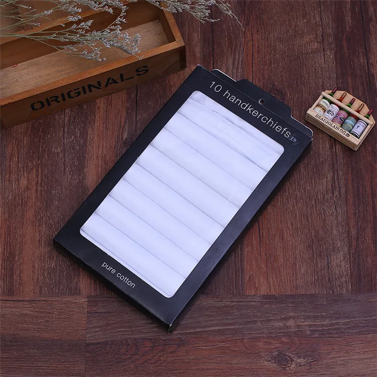 
Good quality wholesale white color soft 100% cotton handkerchief for gift 